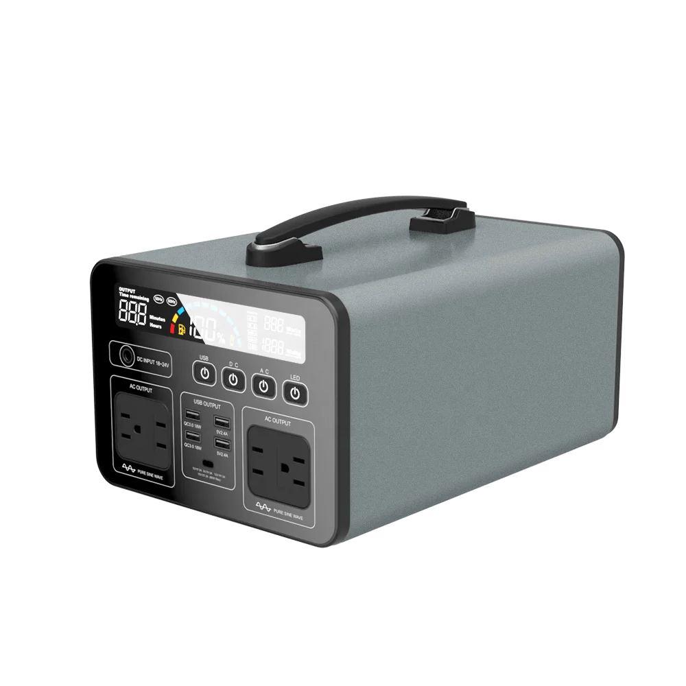 Portable Power Station 1000Wh Backup Lithium Battery 110V/220V Pure Sine Wave AC Outlet Solar Generator for Outdoors Travel Hunt