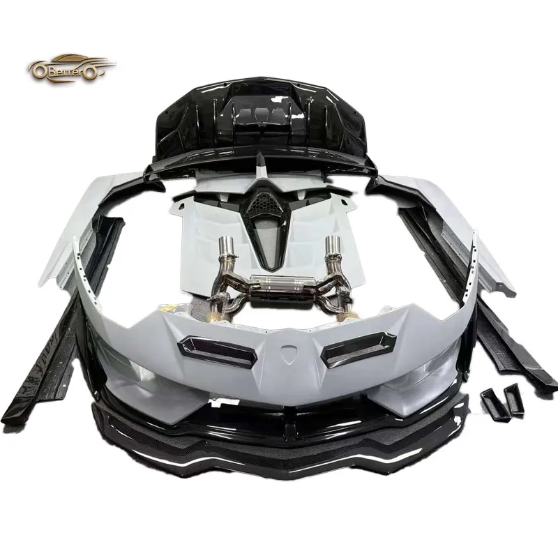 BTC Perfect fitment Car BodyKit For Lamborghini Aventador LP700 LP720 LP750 roadster To SVJ Style Front Rear Bumper Side Skirts