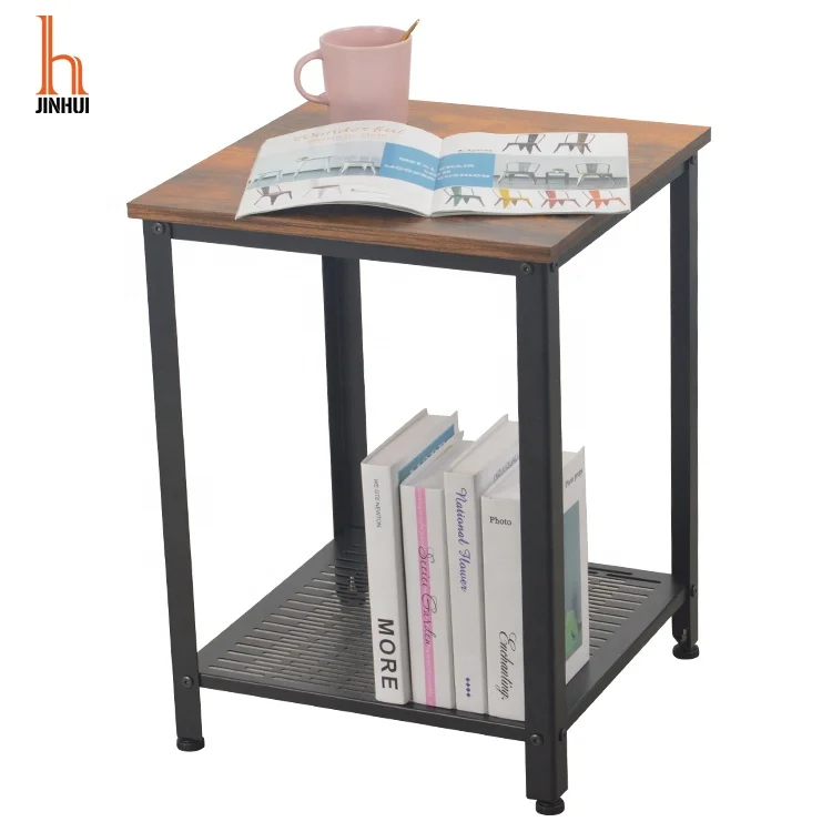 Wholesale Factory Price Contemporary Bedside Wood And Iron End Table Very Small Side Table