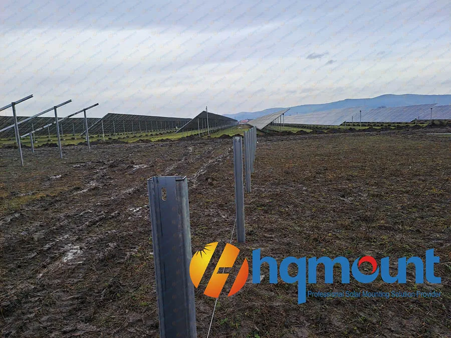 Large Scale Solar Panel Power Plant Mount Steel Structure Ramming Pile Ground Mounting System for PV panels