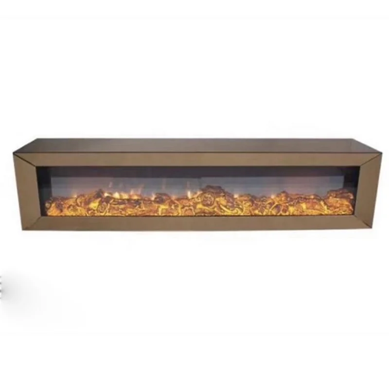 Rectangle diamond crushed crystal mirrored glass wall mounted electric fireplace for sale