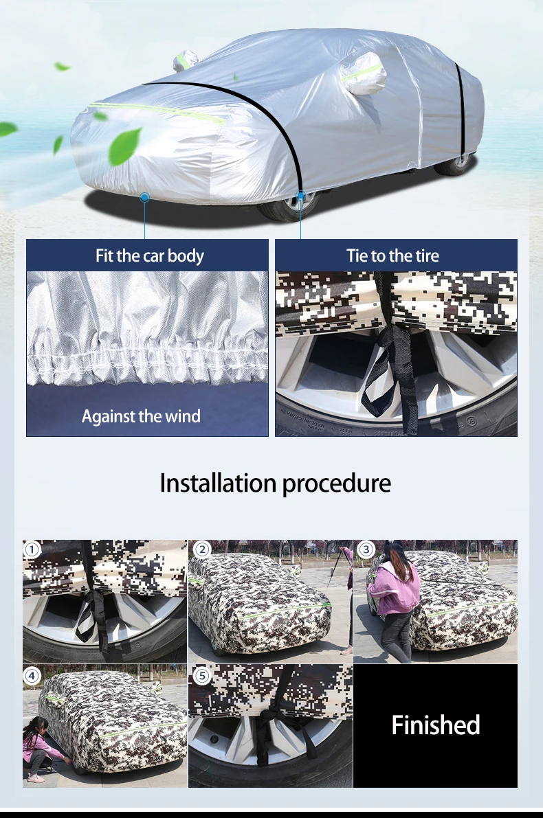 Hotting Sales Heavy Duty Windproof Car Covers Dustproof All Weather Outdoor Car Cover