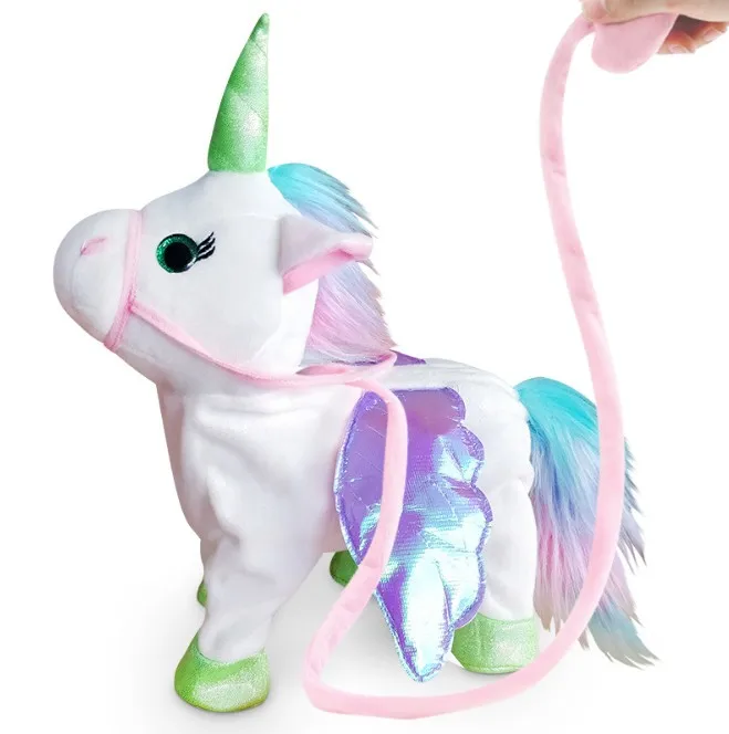 2022 Funny Toys Electric Walking Unicorn Plush Toy Stuffed Animal Horse Music Doll For Children Gifts