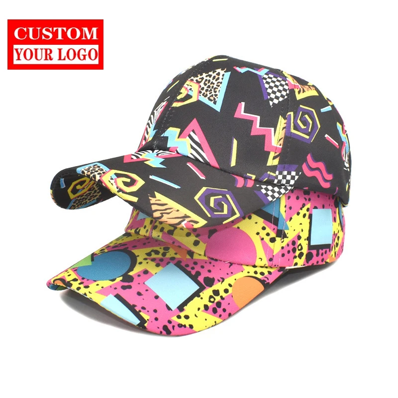 Colorful Leopard Custom Digital Silk Screen dtf Logo Printed Baseball Cap