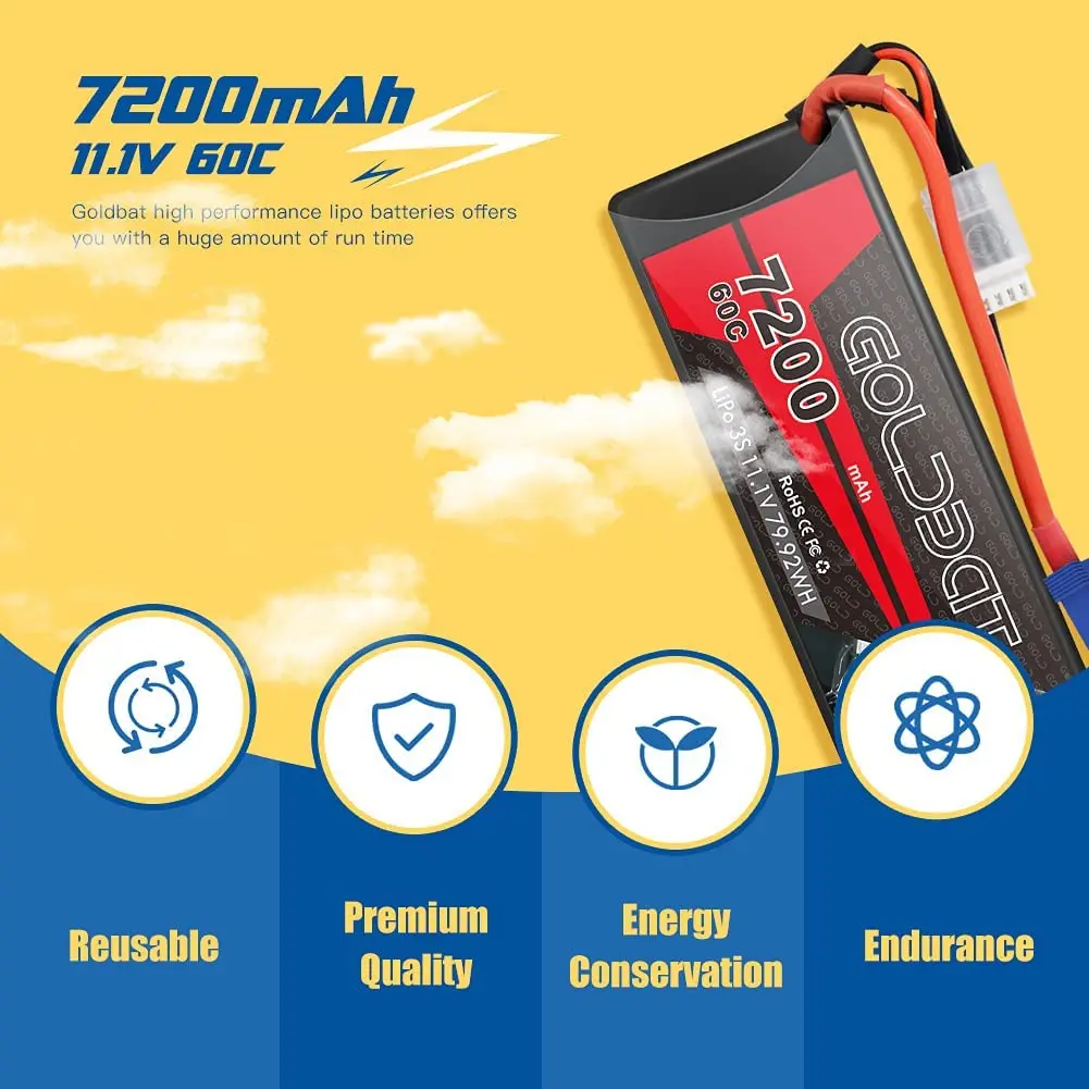 Высокая емкость лидер продаж OEM/ODM 11 1 В 7200 мАч 30C max60C перезаряжаемая батарея Lipo вертолет самолет дрон 3S батарейный блок