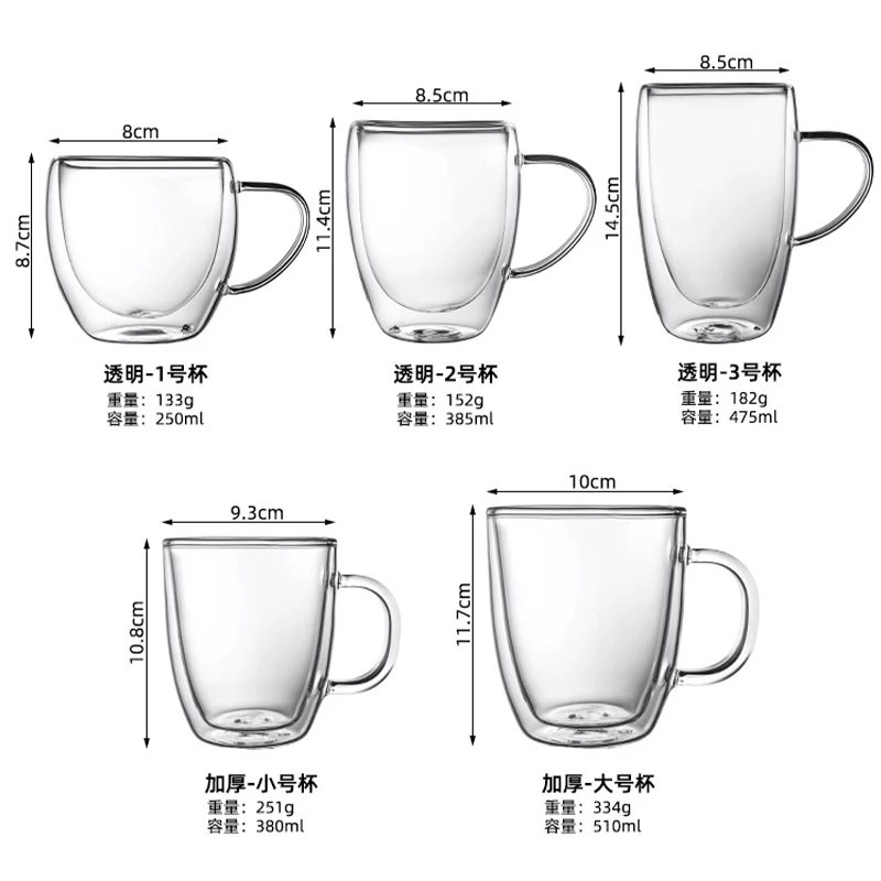 Factory Direct Sales Spot Goods Transparent Wholesale Double Layered Cup With Handle Glass Strap Double Layered Cup