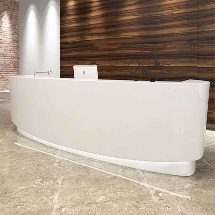 Custom modern white office hotel reception desk beauty salon hairdressing furniture half round reception counter front desk
