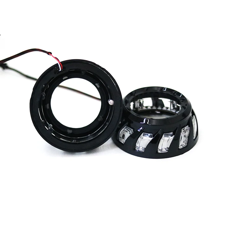 Black Turbine Shroud with LED Halo Rings for 3.0inch HID Projector Lens