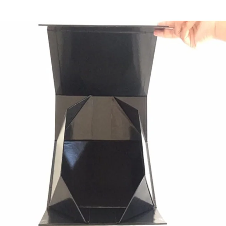 Factory mass production of black magnetic closed folding gift box packaging box with printable logo