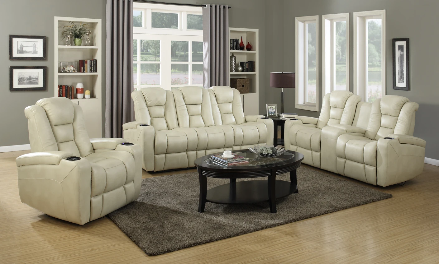 Modern Splicing Process Furniture 1+2+3 Electric leather Recliner Sofa set living room