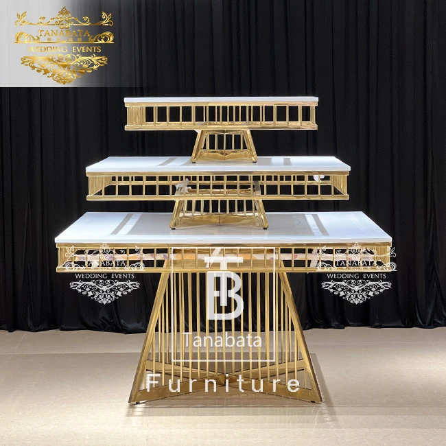 Fancy design golden metal bride and groom table for wedding and event