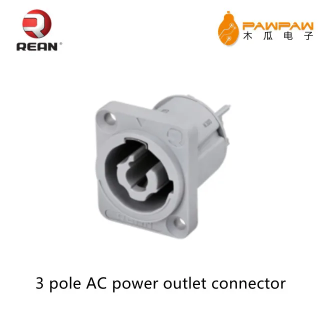 REAN RRAC3O-G-000 pole AC power outlet connector with D-Size mounting flange