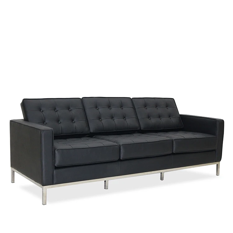 Cost-effective Home Used Stainless Steel Frame Living Room Sofas Luxury Genuine Leather Sofa