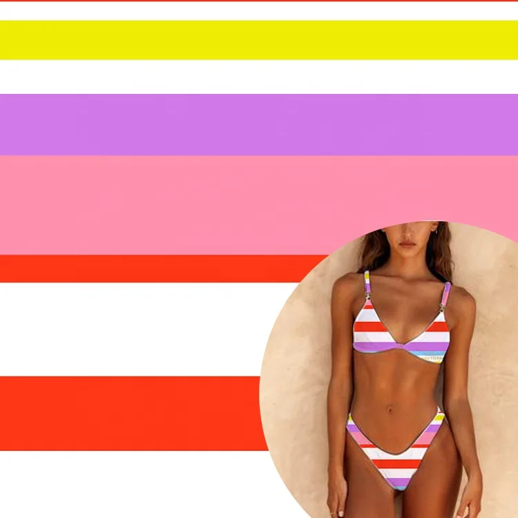 220 gsm uniqlo free swatch stretch 82% polyamide 18% elastane striped fabric printing digital