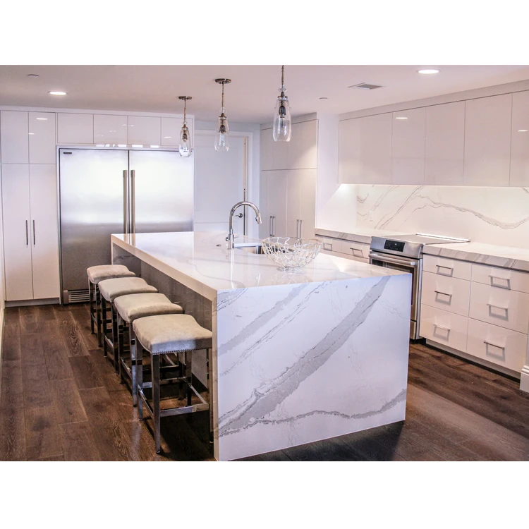 Custom Design Luxury Kitchen Cupboard White High Gloss Lacquer Modern Kitchen Cabinets with Island