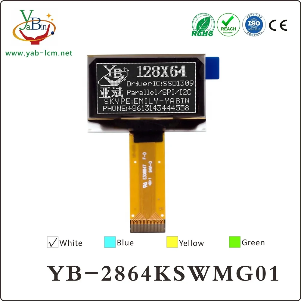 1,54 дюймов монохромный SSD1309, 8-битный 68XX/80XX одновременно 4-провод SPI, I2C интерфейс штекер типа в 24PIN 128X64 12864 Oled LCD 3,3 V