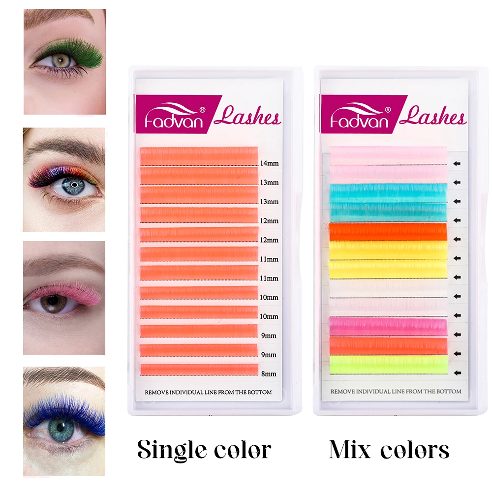 Color Easy Fanning Volume Eyelash Extension Auto Fans Eyelashes Brown Purple Blue Mix 9-15mm 16 Lines Mega Volume