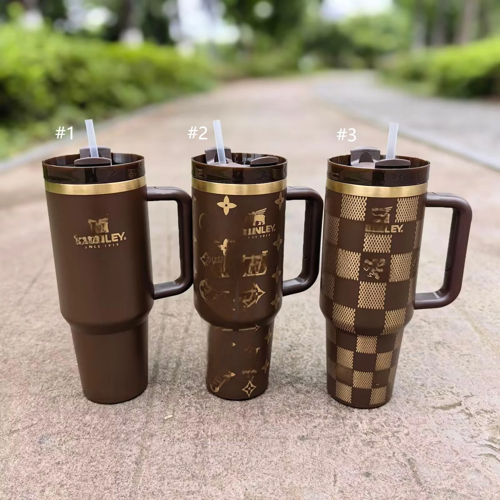 Stan*ey 40oz Stainless Steel Dual Wall Tumbler Pink Cartoon Design Insulated Water Bottle for Kids for Tea Gift with Straw Lid
