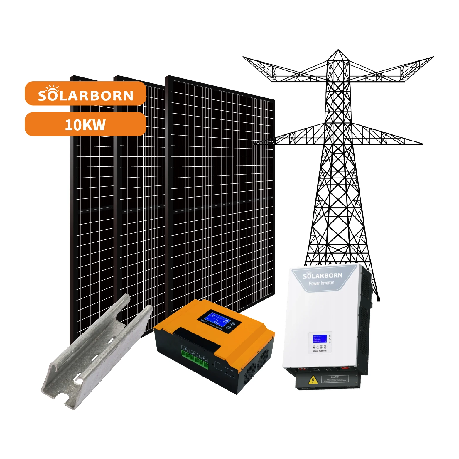Solarborn, коммерческая солнечная система, сетка, промышленная солнечная энергетическая система 100 кВт