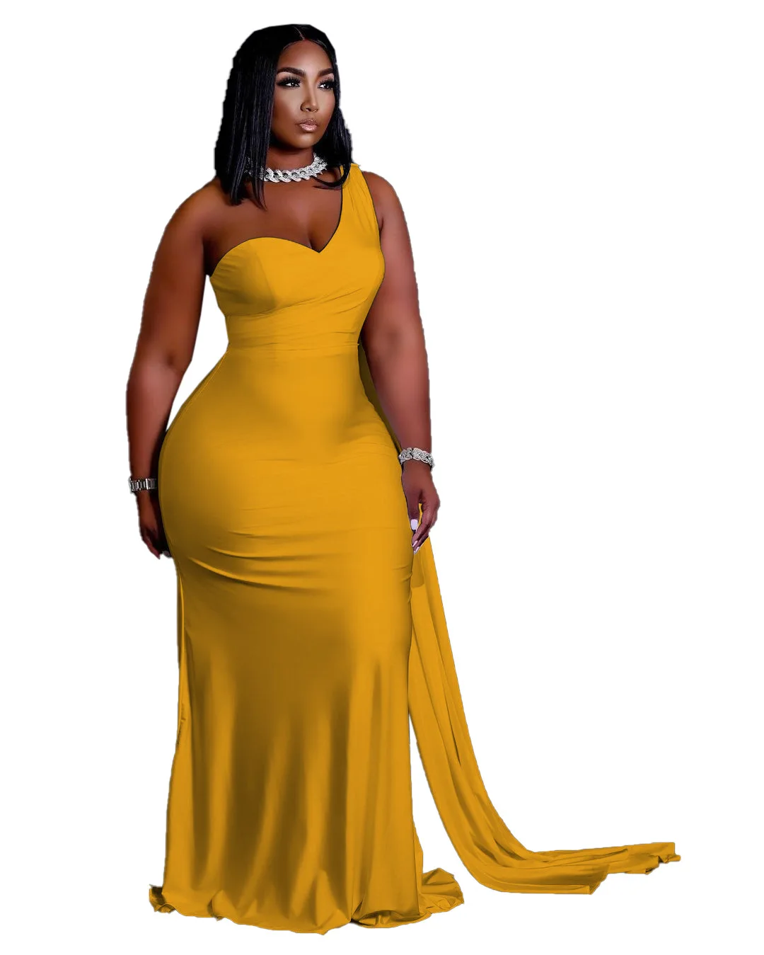 BR2163 Plus Size Asymmetric One Shoulder Long Maxi Dress 4xl Sexy Lady Sashes Tube Evening Elegant Robe Femme