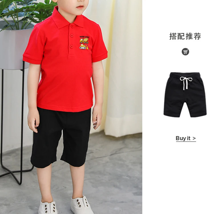 Custom Kids Boys Summer Two Piece Polo Shirts Shorts Sets Cotton Children Boys Outfits Clothing Sets