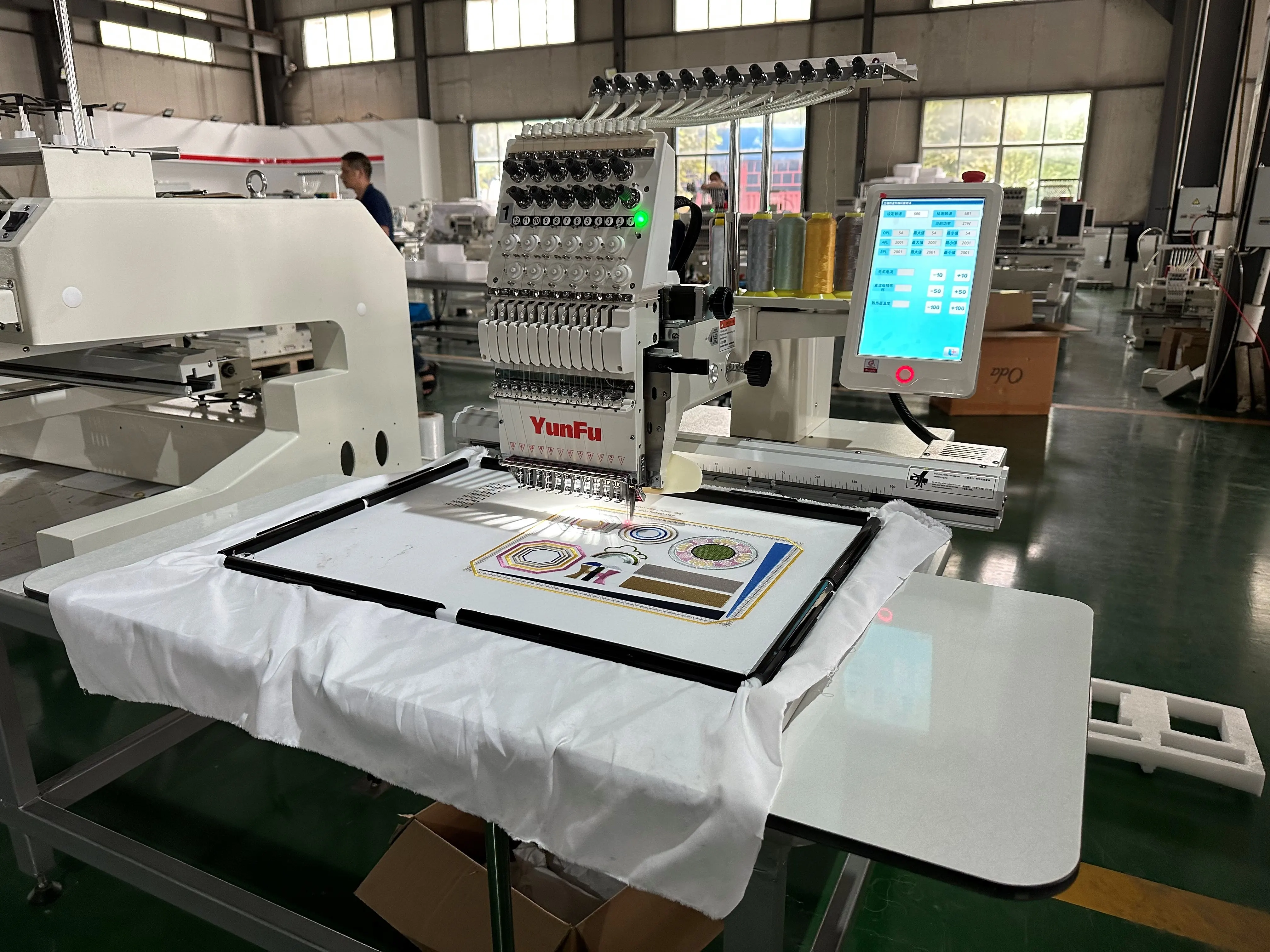 YunFu Single Head Embroidery Machine Automatic Cap T Shirt Garment Commercial use Computer Embroidery Machine For Sale