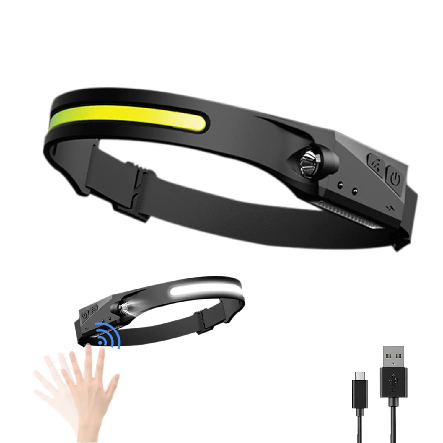 Dropshipper Induction USB Rechargeable Headlight Waterproof Head Torch Lamp COB LED headlamp
