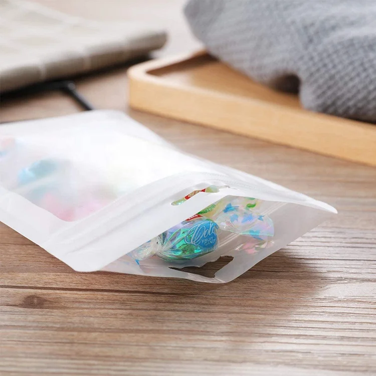 
17 Sizes Matte White Mylar Zipper Bags Aluminum Foil Food Storage Bags with Clear Window for Craft Jewelry Necklace Earrings Pac 