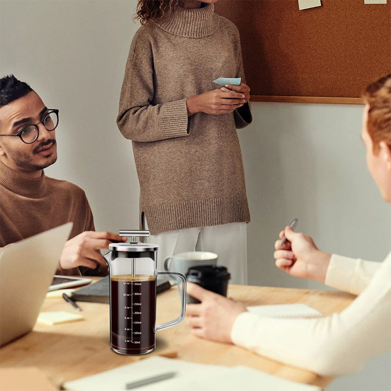 outdoor travel 350ml stainless steel glass coffee maker french press pot