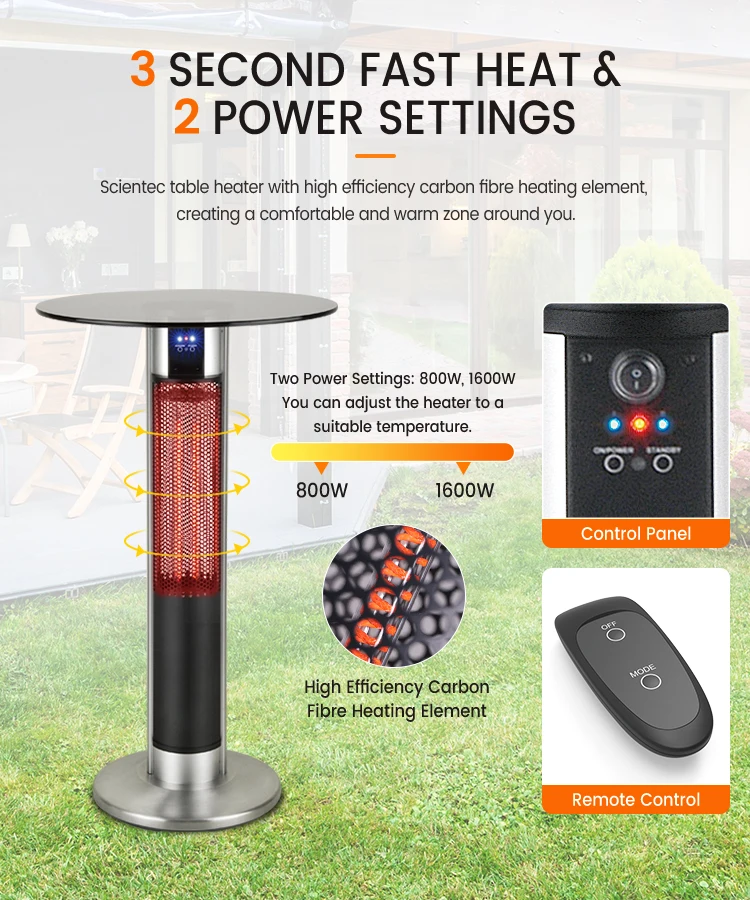 Manufacture 75cm Height table top outdoor Aluminium Alloy Carbon Fibre patio Heater