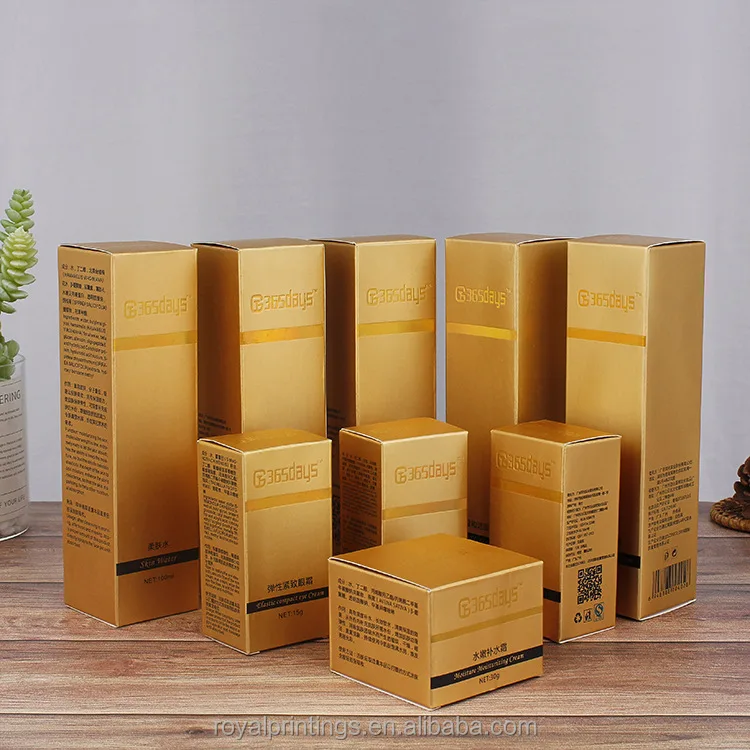 Eco Friendly Custom Printing Cosmetic Packaging Gold And Silver Card Color Printing Paper Box For Skincare Cosmetics Packaging