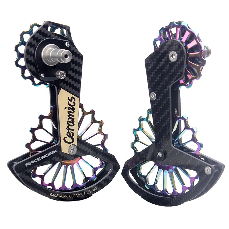 2021 top fashion RACEWORK carbon fiber ceramic rear derailleur 17t pulley suitable for Shimano R8000/9100/9150/8050