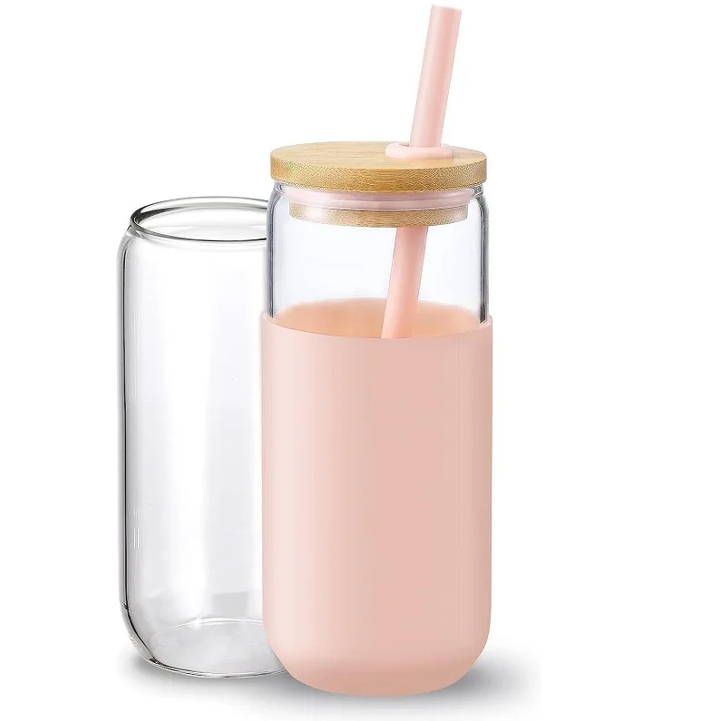 20oz USA Warehouse Double-Walled Glass Tumbler DIY Snow Globe for Hiking with Bamboo Lid and Straw for Sublimation Printing