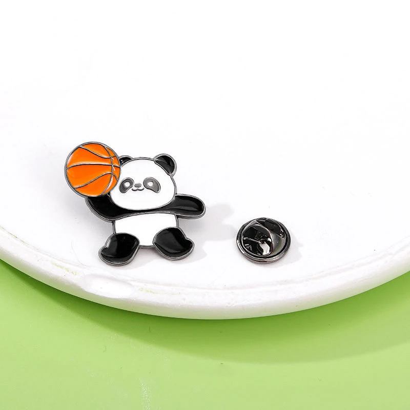 Metal custom Japanese girl heart cute small animal brooch sport panda cartoon badge enamel pin