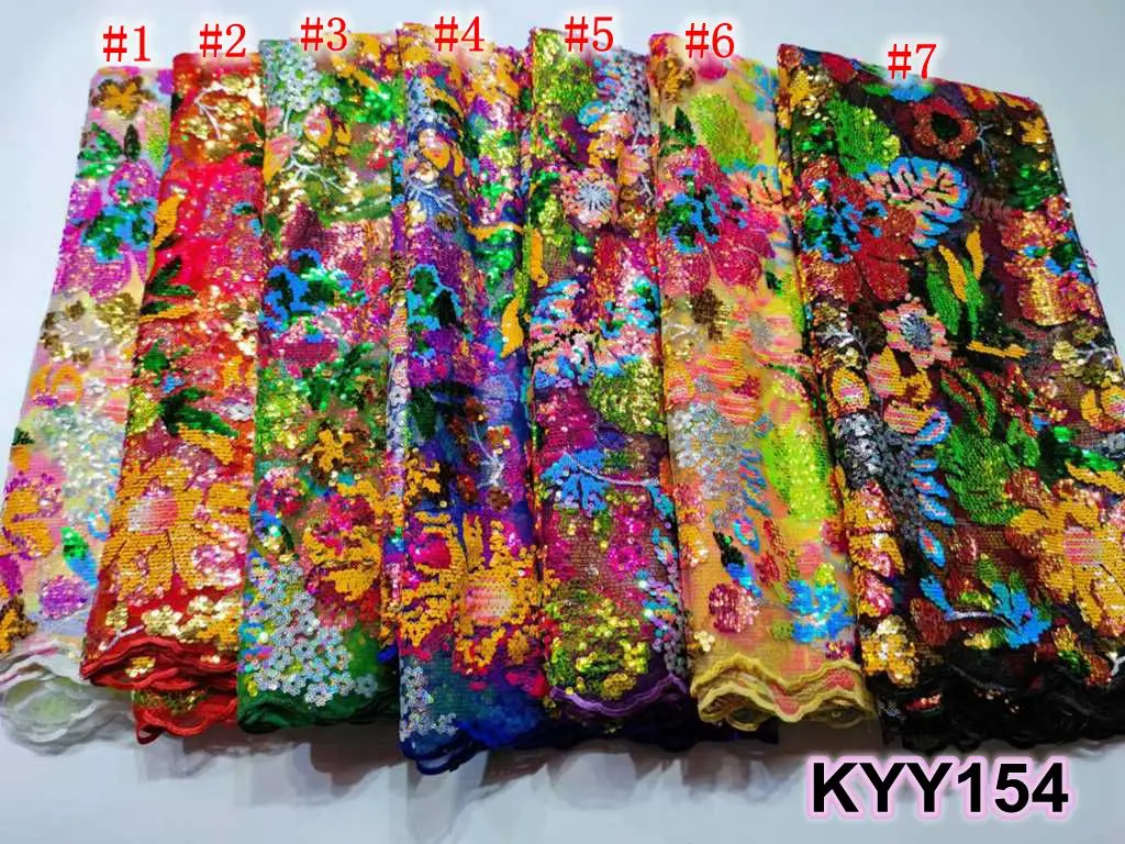 KYY154 Nigerian Net Tulle Lace Fabric With Sequins For Wedding 2022
