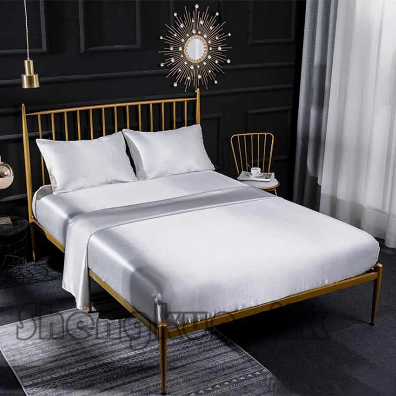 Роскошные 100% шелк тутового постельные принадлежности простыни наборы гипоаллергенный дышащий