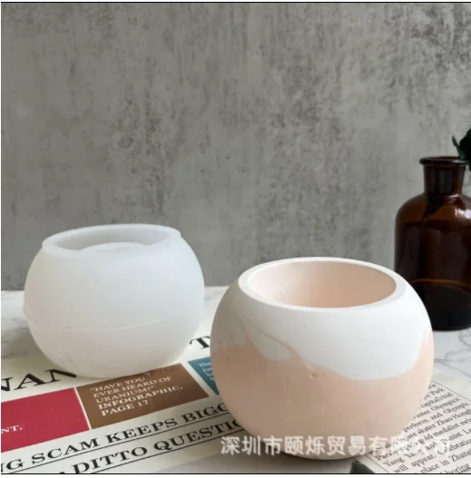 Round flowerpot silicone mold DIY meaty flowerpot mirror resin plaster silicone mold