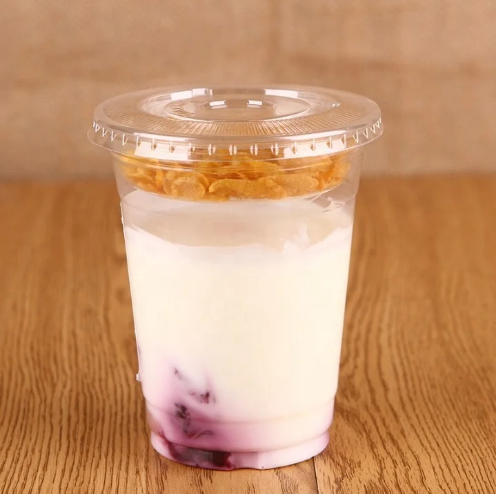 PTPACK disposable  desert cups customized pet 16 oz plastic cups bottle for yogurt with lids