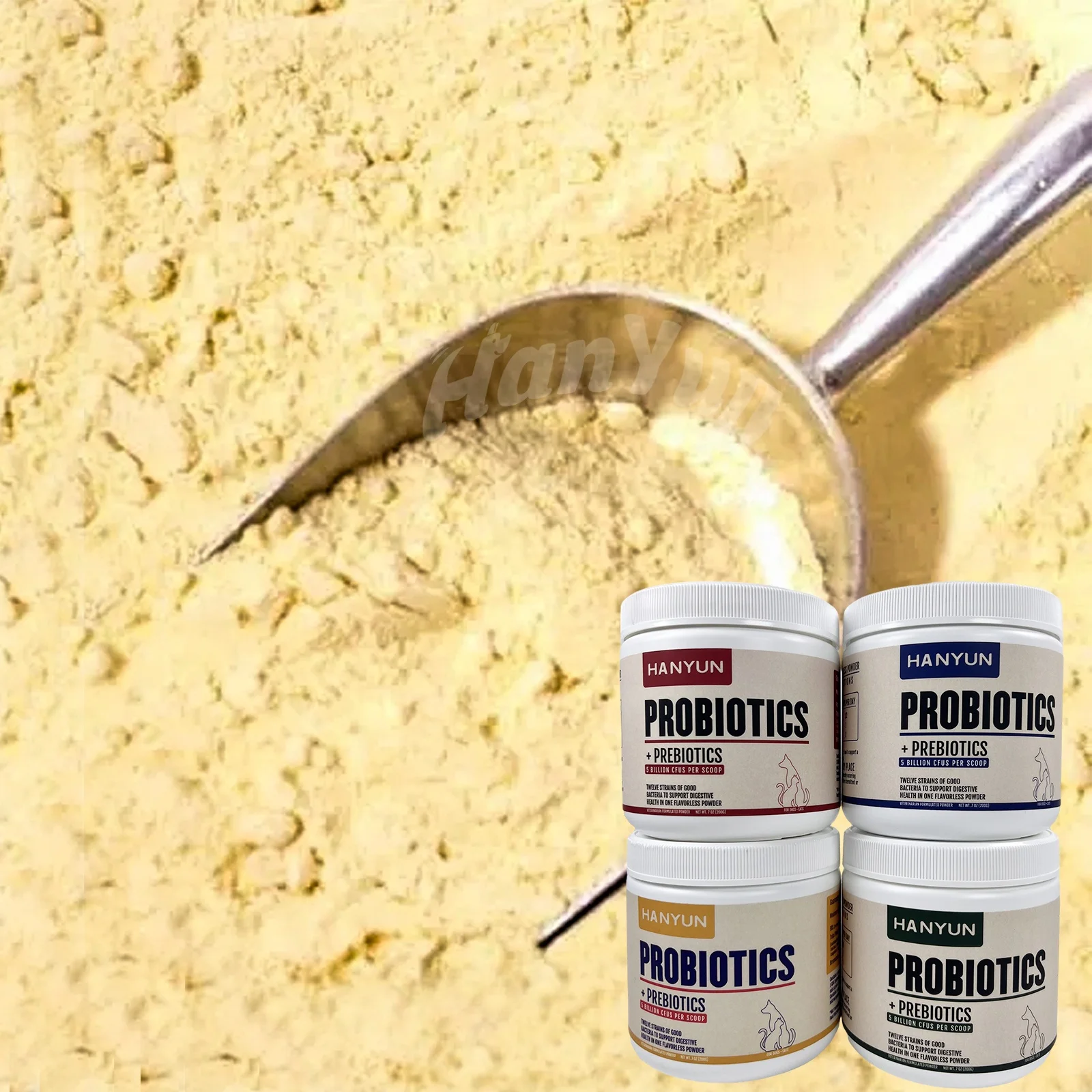 Hanyun Wholesale Private Label Probiotic Powder Digestive Health Supplement Pet Supplements Probiotics for dogs Beef flavor