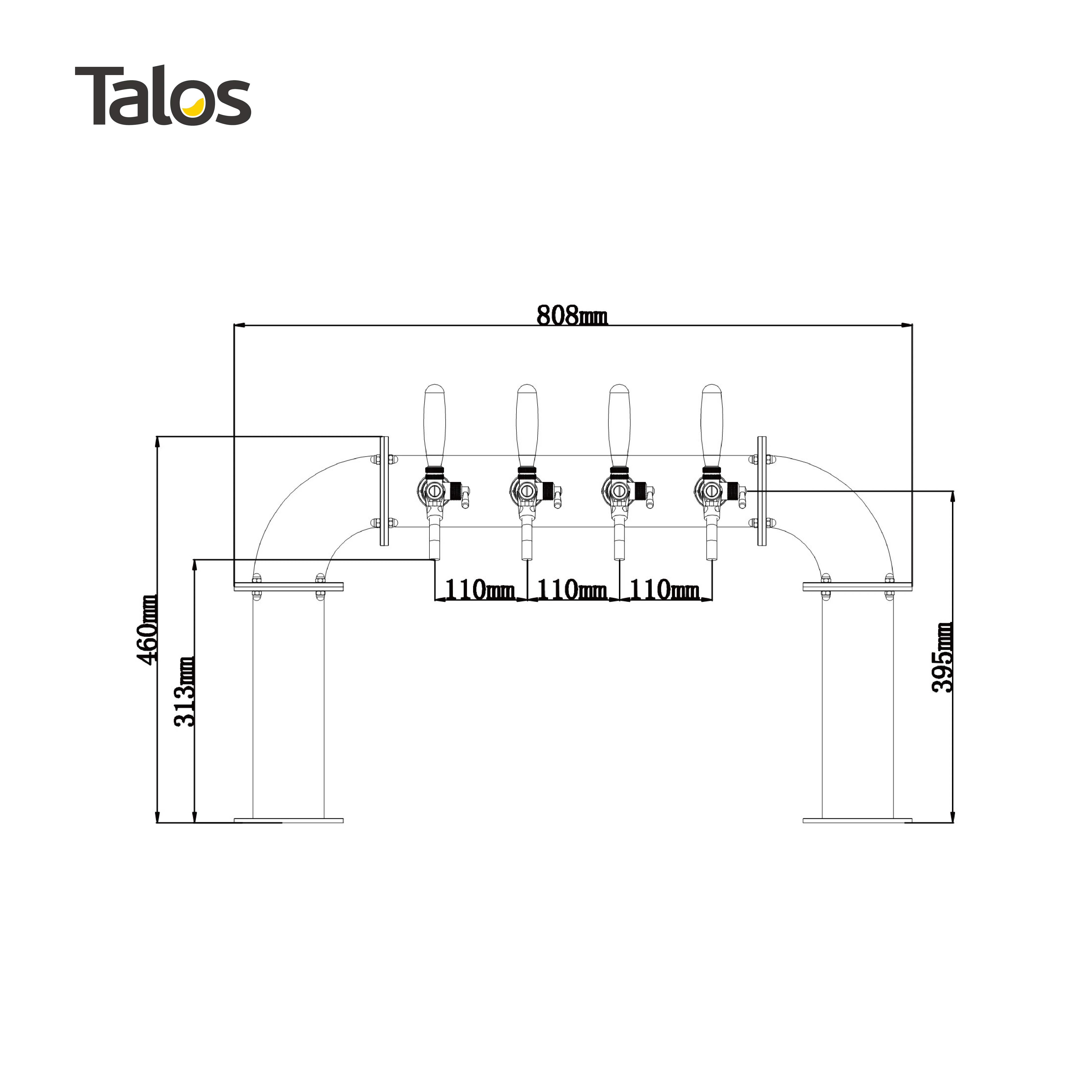 TALOS U Tower Stainless Steel 4 Tap Tower 85mm Beer Dispensing Equipment Draft Beer Tower (Red Bronze)