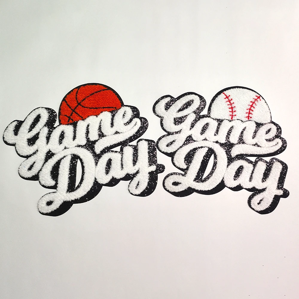 Custom Logo Game Day Team Club Retro Sequins Iron On Patch Embroidered SequinFootball Soccer Jersey  Chenille  Patches