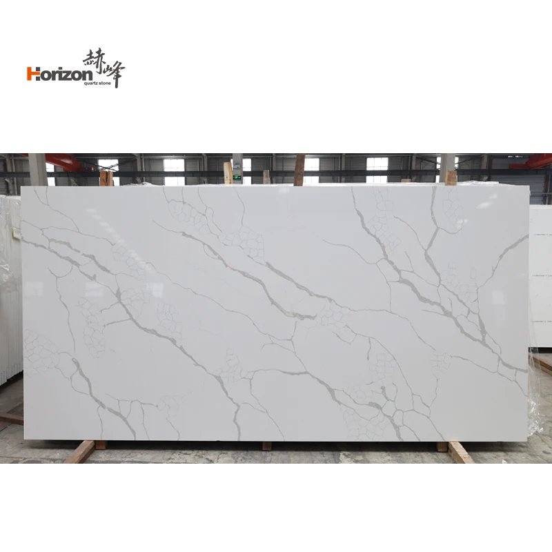 Horizon calacatta white quartz stone slabs for Kitchen quartz countertops