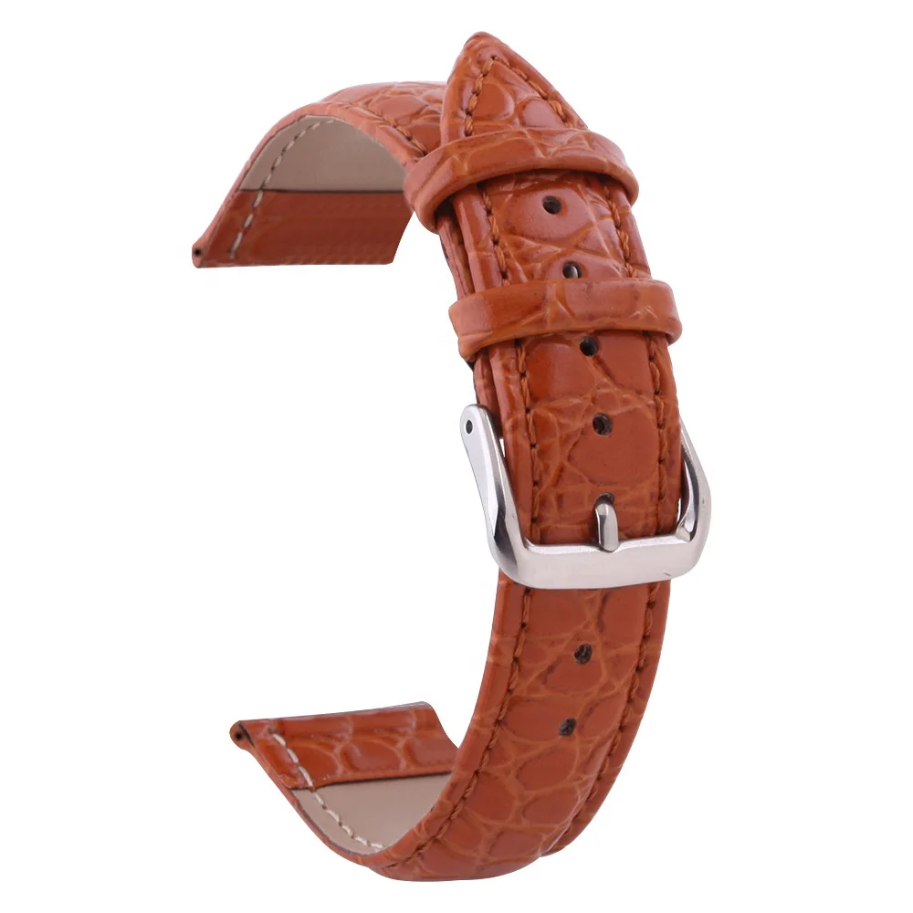 Eraysun Cracked Round Crocodiler Pattern Cowhide Leather Watch Straps Custom Watch Band  20mm 22mm Watch Accessories