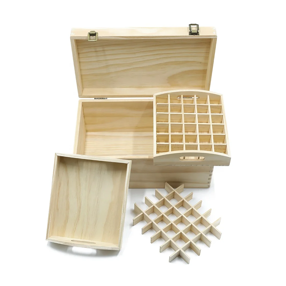 Eco-friendly Wooden Essential Oil Organizer Gift Box Wood Storage Box Case 5 ml 15 ml Bottles & 10 ml Adjustable Bottle Holder