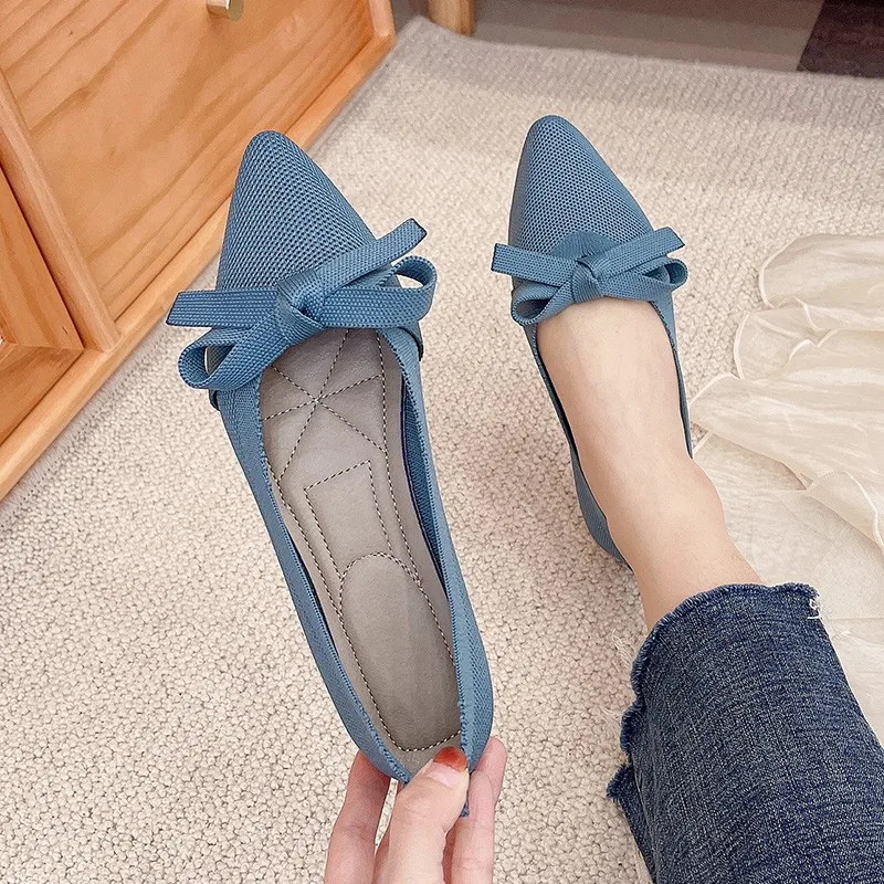 Summer Women Fashion Casual Pointed Toe Ballerinas Flat Shoes Ladies Breathable Fabric Loafers Office Work Boat Shoes