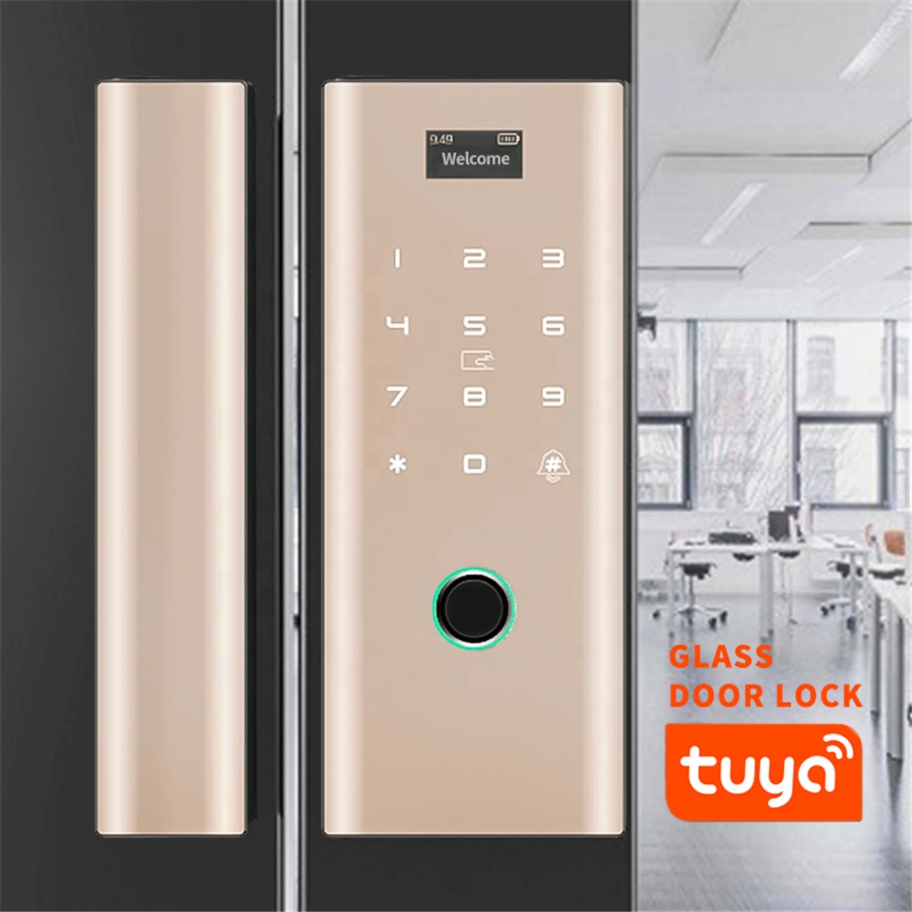 TUYA Glass Door Fingerprint Lock Free Opening Office Smart Glass Door Lock Company Password Electronic Lock