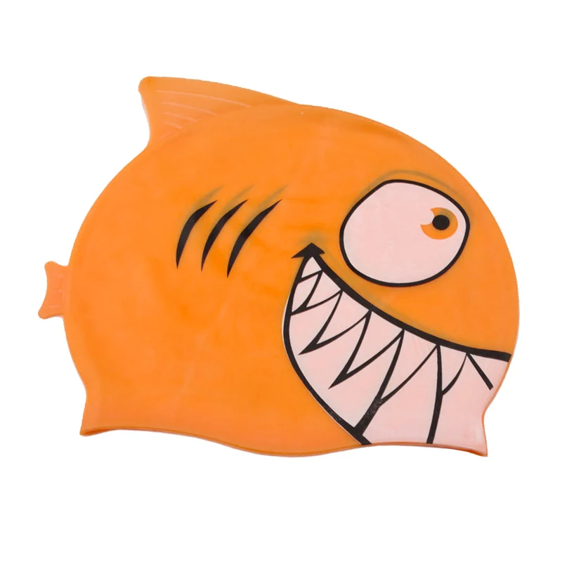 Chinese Swim Cap Kids Doubled Side Cartoon Silicone Swim Cap With Customized Logo Printing