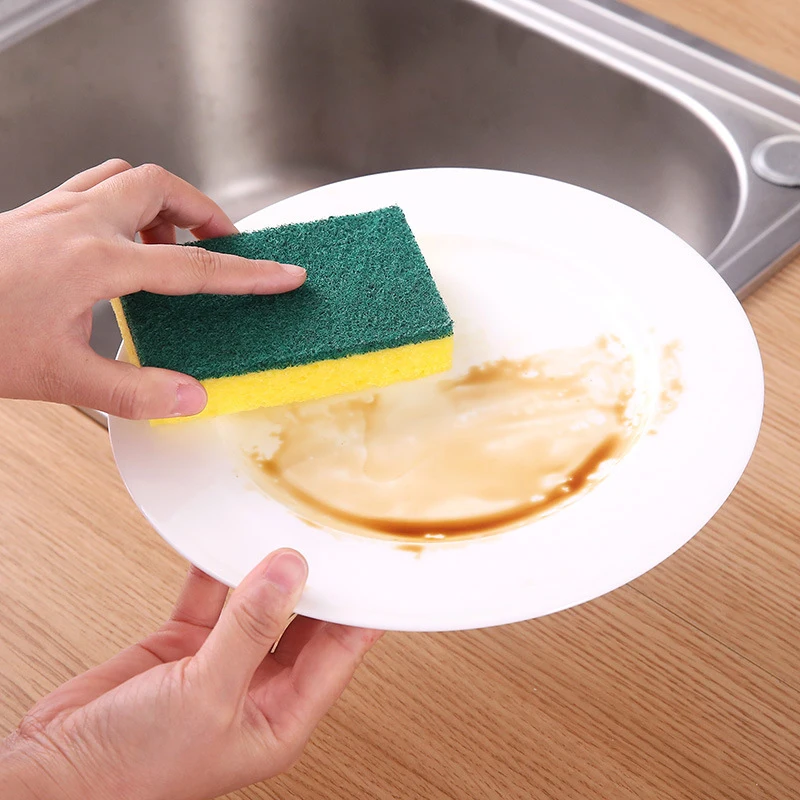 Wood Pulp Sponge Scouring Pad Dishwashing Sponge Pad Absorbing Dish Towel Kitchen Dish Brush Cleaning Tools