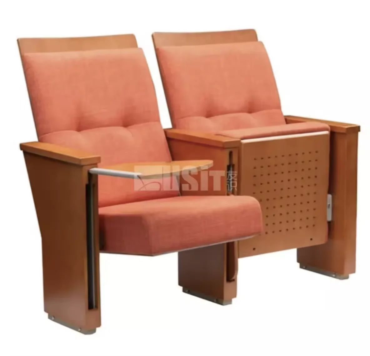 Modern Design Wood Armrest Cinema Seat Church School Theater Chair with Writing Pad