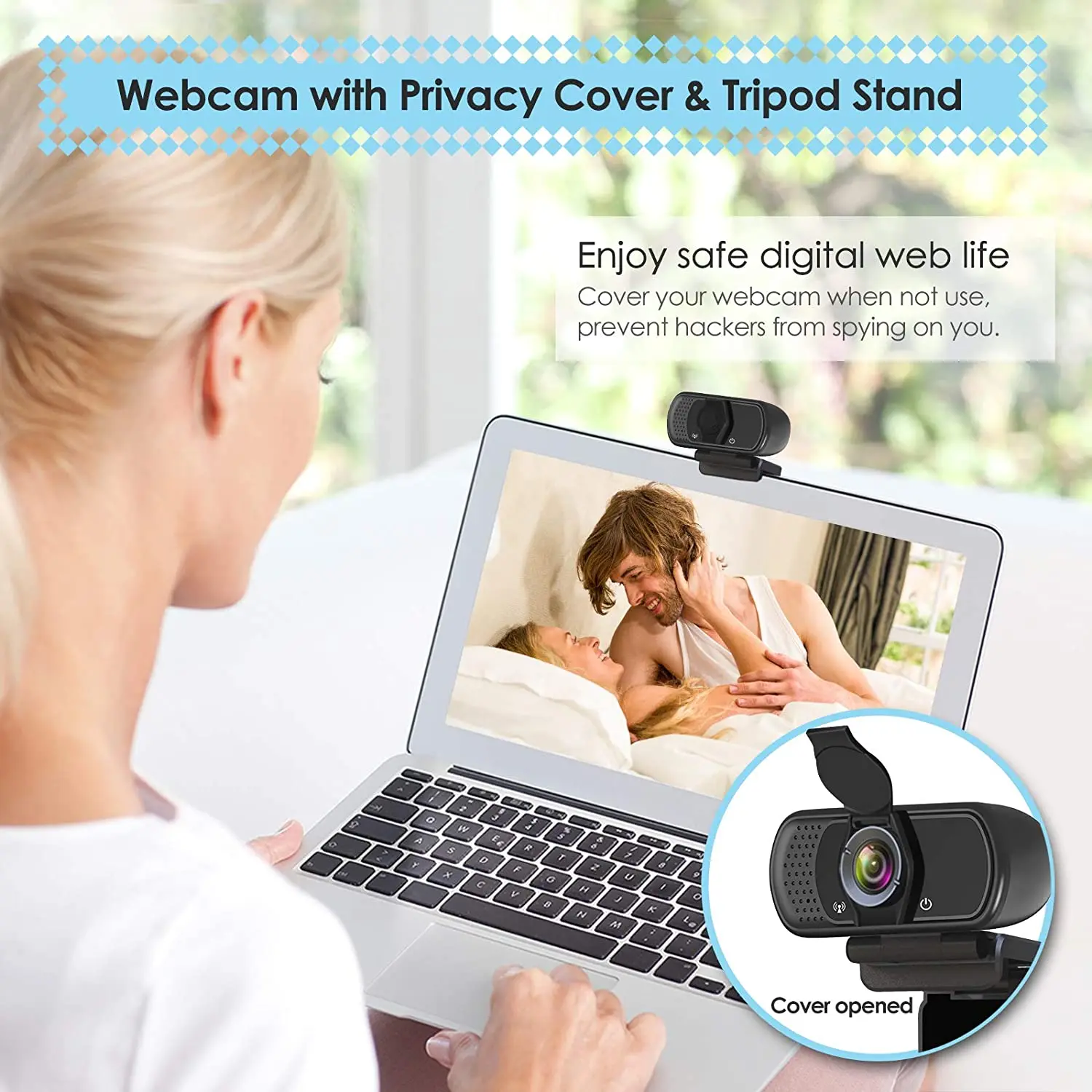 Webcam with Microphone, Web Camera Full Hd 1080P Webcam with Cover Tripod, Laptop PC Desktop Computer Camera-dropshipping